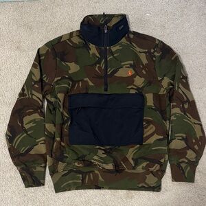 Polo by Ralph Lauren Men's Green Camouflage Half-Zip Jacket